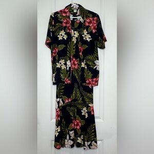 Leilani Collections Hawaii Floral Shirt and Dress Two Piece Set Womens Size S